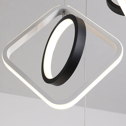 ثريا LED معاصرة من الألومنيوم والحديد بتصميم دائري ماسي إسكندنافي لغرفة المعيشة 