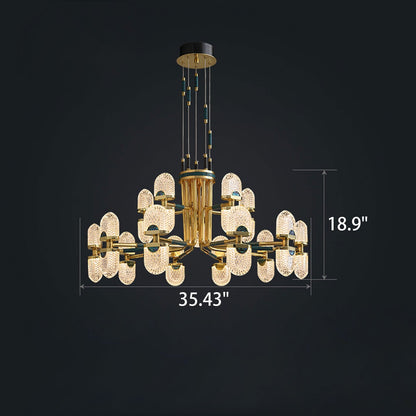 モダンライト ラグジュアリー ラウンドシェル フル銅製 LED シャンデリア