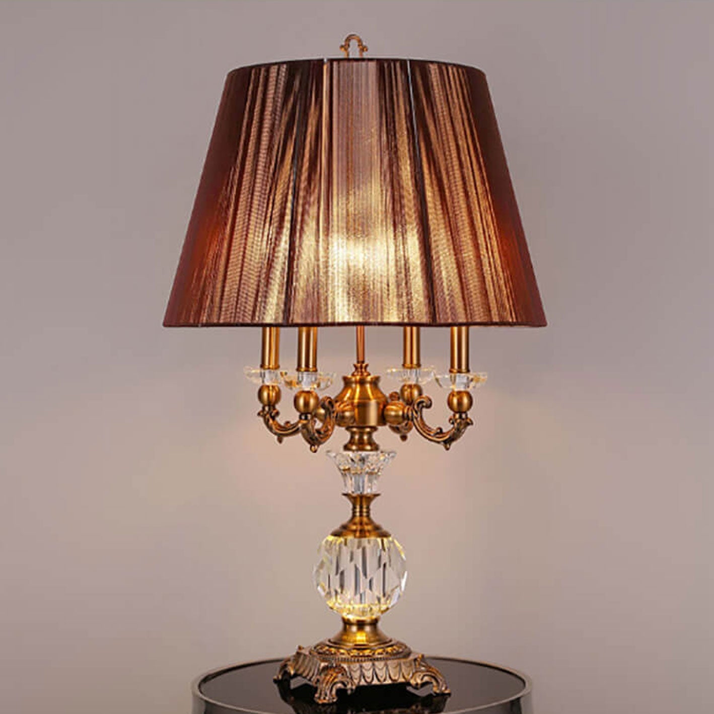 European Light Luxury Zinc Alloy Crystal 1-Light Table Lamp