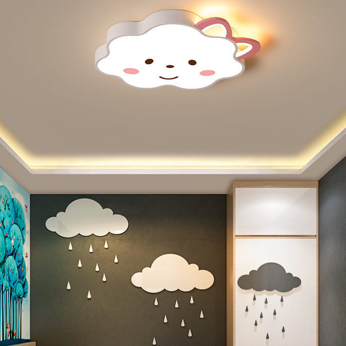 Cartoon Creative Clouds Cat Ears LED Flush Mount Ceiling Light
