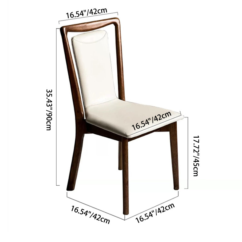 Traditional Chinese Rectangular Solid Wood Faux Leather Dining Chair Backrest For Dining Room