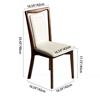 Traditional Chinese Rectangular Solid Wood Faux Leather Dining Chair Backrest For Dining Room