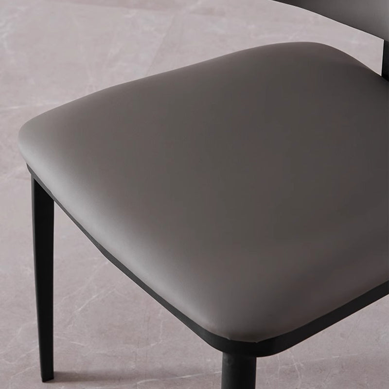 Modern Minimalist Square Cushion Microfiber Leather Carbon Steel Dining Chair Backrest For Dining Room