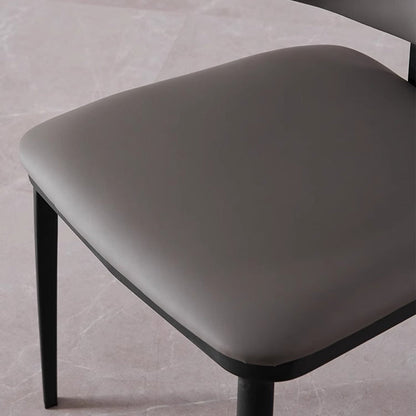Modern Minimalist Square Cushion Microfiber Leather Carbon Steel Dining Chair Backrest For Dining Room