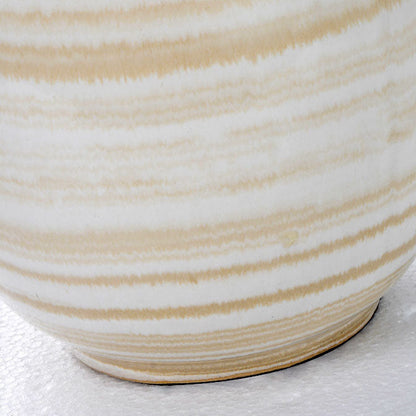 European Minimalist Oval Pot Ceramic Fabric 1-Light Table Lamp