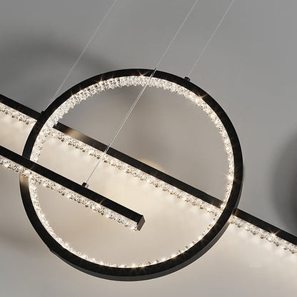 Contemporary Luxury Geometric Ring Glass Ball Shade LED Chandelier Island Light For Living Room