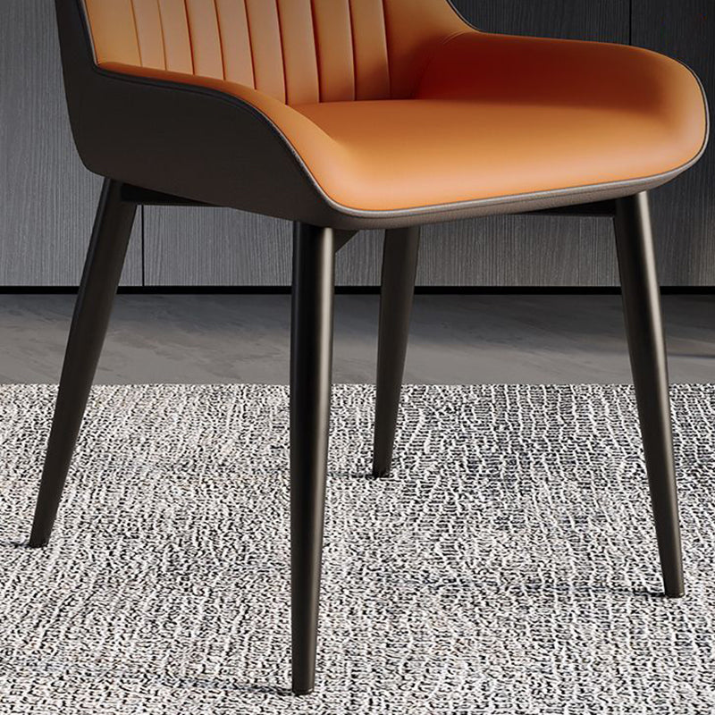 Modern Minimalist Steel Faux Leather Dining Chair Backrest Armless For Dining Room