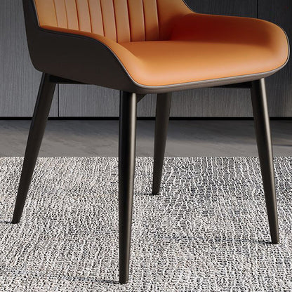 Modern Minimalist Steel Faux Leather Dining Chair Backrest Armless For Dining Room