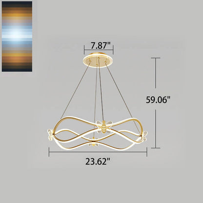 ثريا جزيرة LED بإضاءة 3/4 ضوء مصنوعة من الحديد المموج بتصميم عصري بسيط 