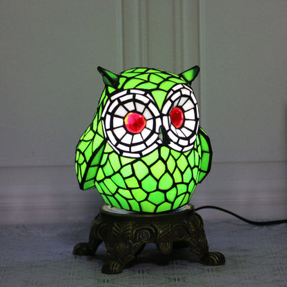 Vintage Tiffany Cartoon Parrot Resin Stained Glass 1-Light Table Lamp
