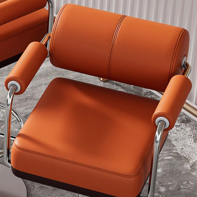 Contemporary Luxury Napa Leather Upholstered Height Adjustable Swivel Bar Stool Armrest Footrest For Dining Room