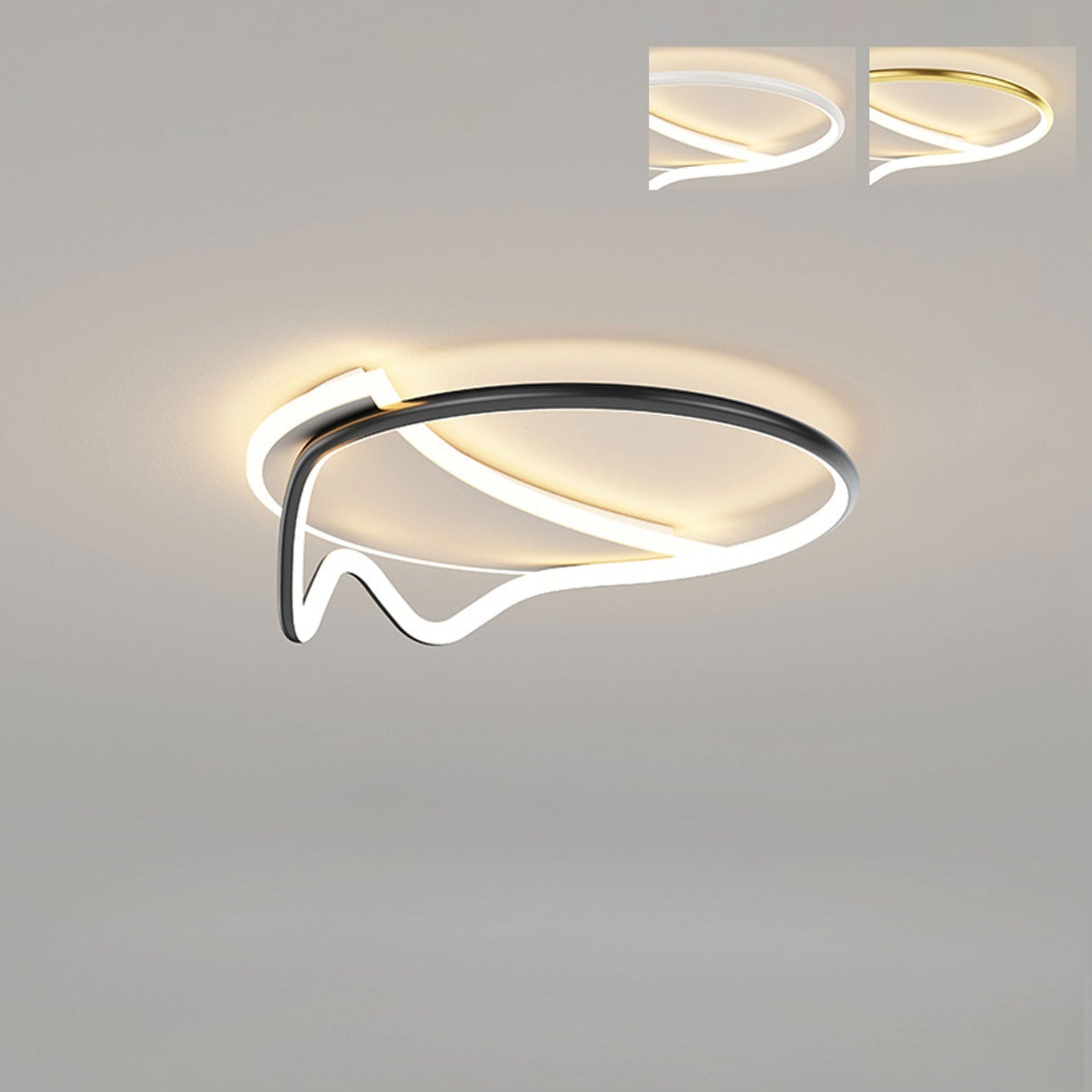 Nordic Creative Square Round Wrought Iron Aluminum LED Flush Mount Ceiling Light