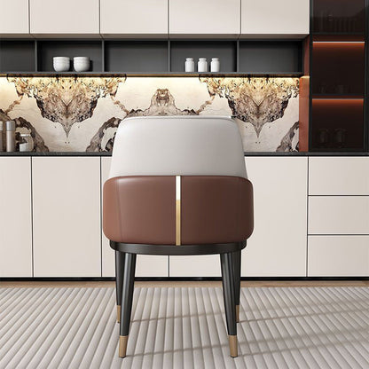 Modern Luxury Square Iron Metal Microfiber Leather Sponge Dining Chair Armrest Backrest Four Legs For Dining Room