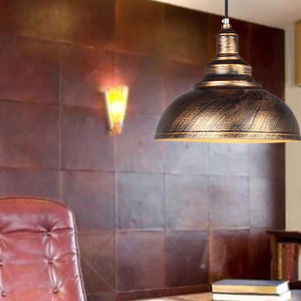 Industrial Simple Dome Round Pot Lid Iron 1-Light Pendant Light