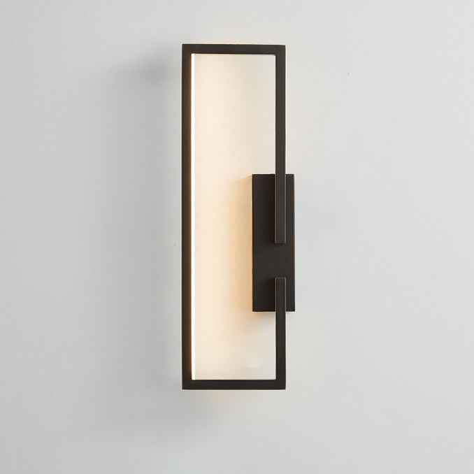 Modern Mid-century All Copper Rectangular Geometric LED Wall Sconce Lamp For Bedside
