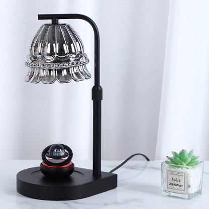 Modern Art Deco Flower Type Wooden Glass 1-Light Melting Wax Table Lamp For Bedroom
