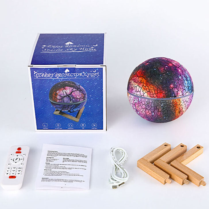 Creative Cracked Planet USB Bluetooth Music Star Projection Night Light LED Table Lamp