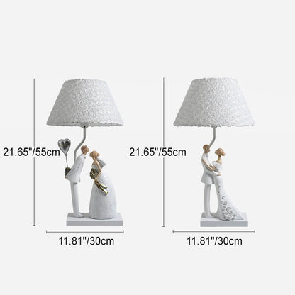 French Romantic Resin Hugging Couple Balloon Decor LED USB Table Lamp