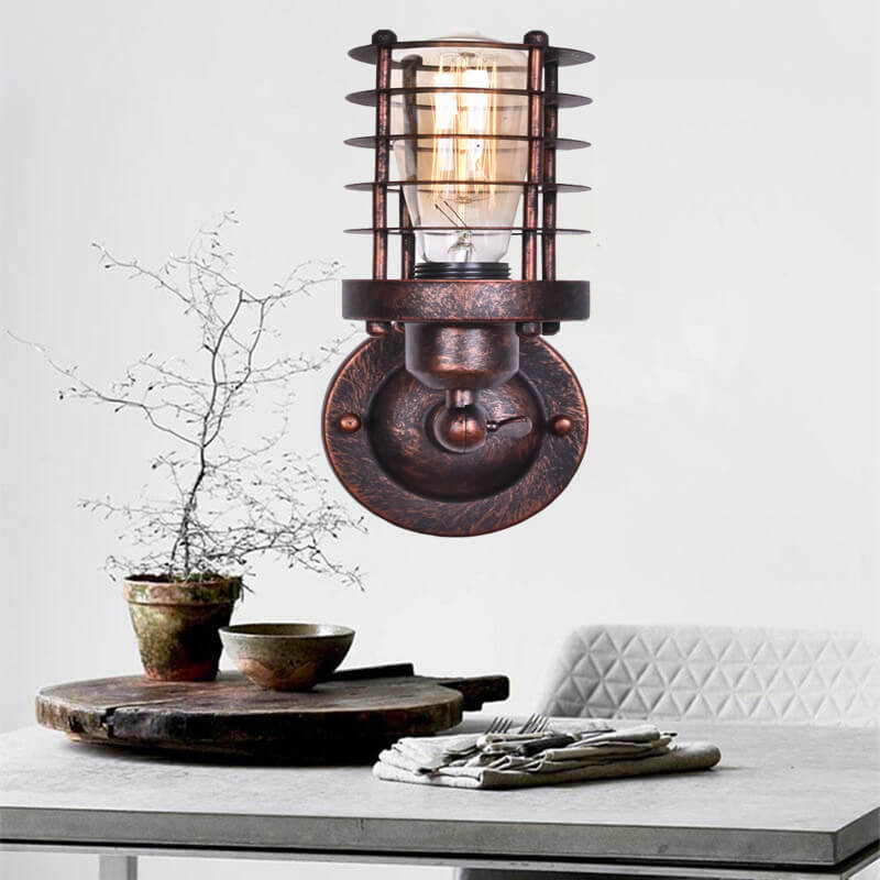 Northern Retro Industrial Wrought Iron 1-Light Wall Sconce Lamp