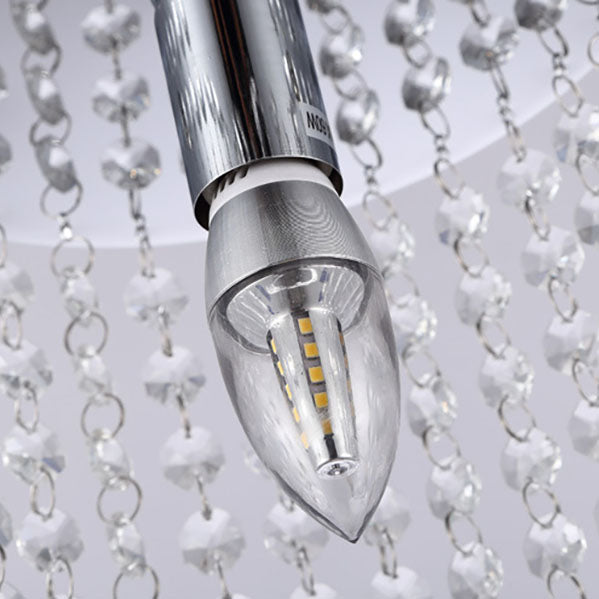 Modern Minimalist Crystal Bead Curtain Round 1-Light Semi-Flush Mount Ceiling Light