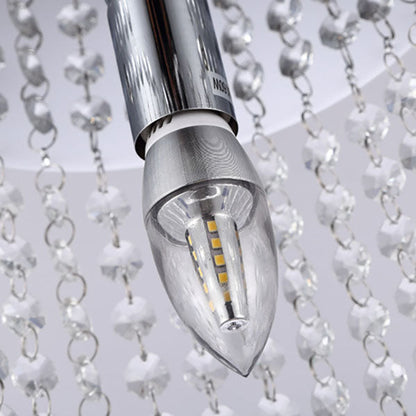 Modern Minimalist Crystal Bead Curtain Round 1-Light Semi-Flush Mount Ceiling Light