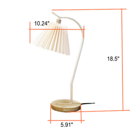 European Minimalist Pleated Solid Wood 1-Light Table Lamp