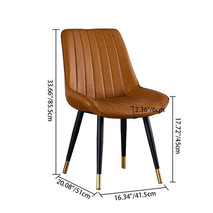Modern Luxury Square Curved Faux Leather Metal Dining Chair Backrest Armless For Dining Room