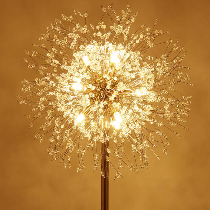 Modern Creative Dandelion Shade Crystal  Aluminum  Marble Base 8/9-Light Standing Floor Lamp
