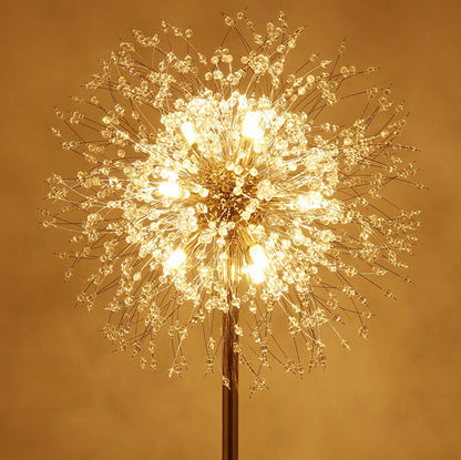 Modern Creative Dandelion Shade Crystal  Aluminum  Marble Base 8/9-Light Standing Floor Lamp