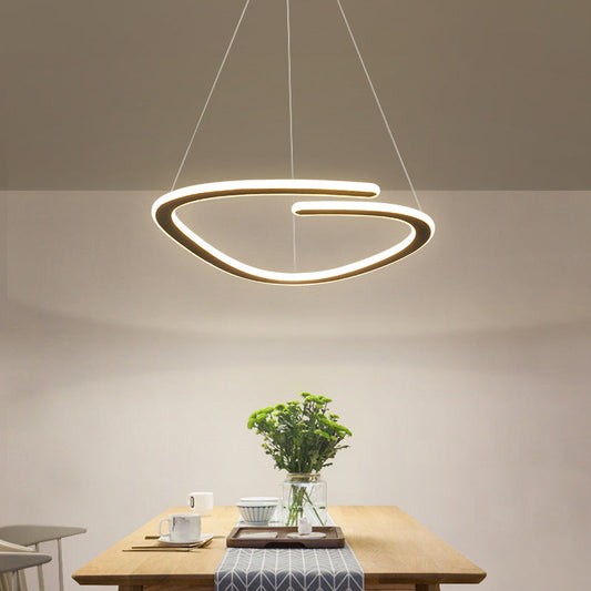 Modern Minimalist Iron Silica Round Strip LED Chandeliers For Dining Room