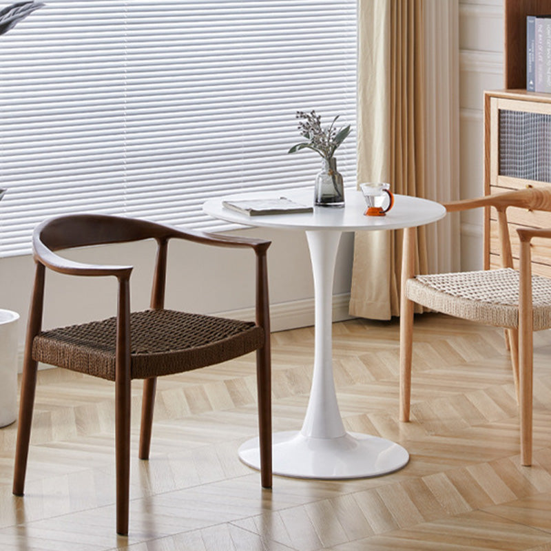 Traditional Vintage Braided Rope Wood Legs Square Dining Chair Backrest Armrest For Dining Room
