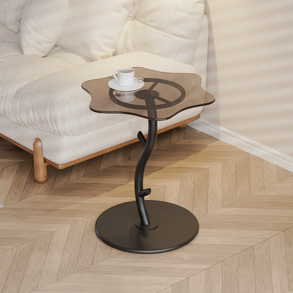 Contemporary Creative Clouds Rock Slab Tempered Glass End Table 1-Tier For Bedroom