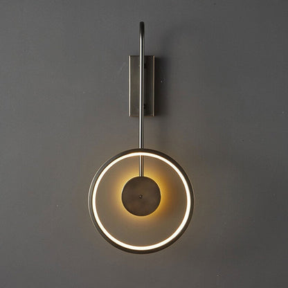 Light Luxury Full Copper Circle Curved Arm LED Wall Sconce Lamp