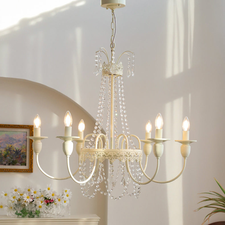 Modern Shabby Chic Candelabra Iron Crystal 4/5/6/8 Light Chandelier For Living Room