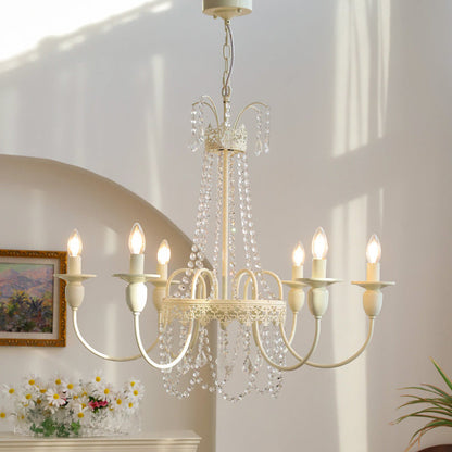 Modern Shabby Chic Candelabra Iron Crystal 4/5/6/8 Light Chandelier For Living Room