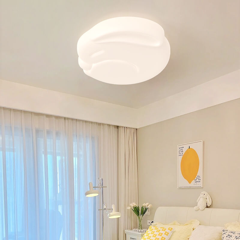 Modern Minimalist Moon Rabbit Design PE Iron LED Flush Mount Ceiling Light