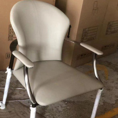 Modern Simplicity Microfiber Leather Stainless Steel Sponge Square Wraparound Dining Chair Backrest Armrest For Dining Room