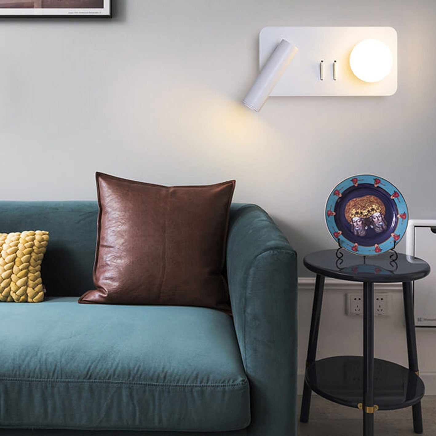 مصباح حائطي LED للقراءة مصنوع من الحديد الأكريليكي دائري/مربع بتصميم بسيط على الطراز الاسكندنافي 