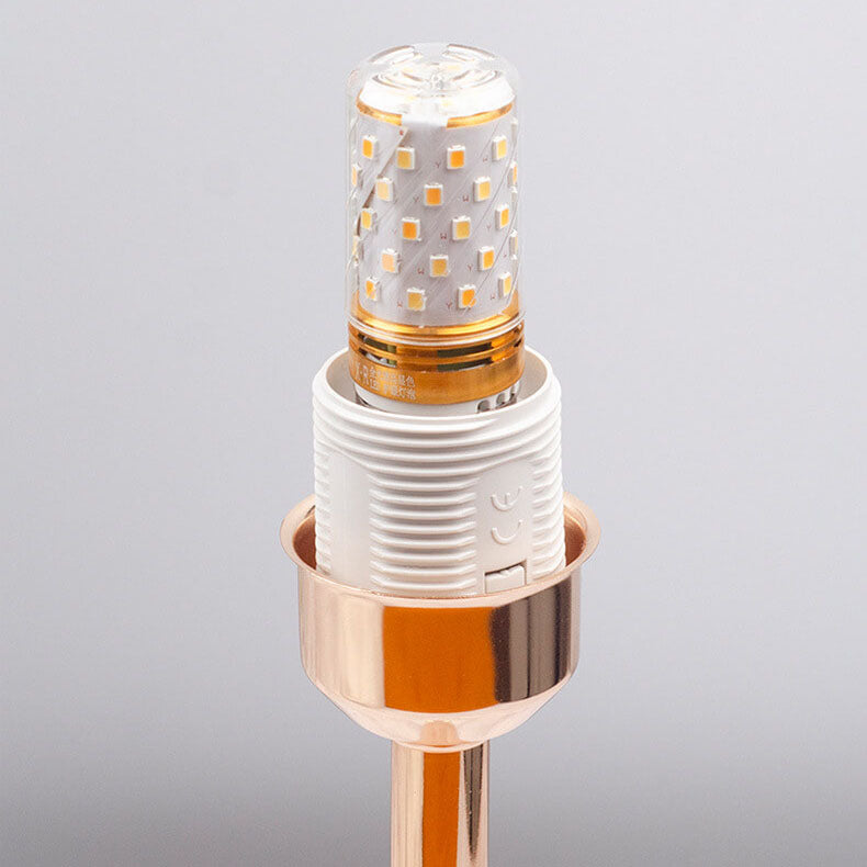 Modern Light Luxury Feather Round Shade Gold Pole 1-Light Table Lamp