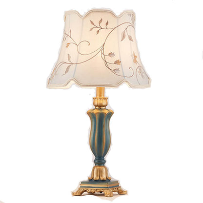 Round Fabric Resin Base Classical 1-Light Table Lamp