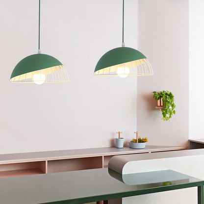 Nordic Macaron Aluminum 1-Light Wire Dome Cage Pendant Light