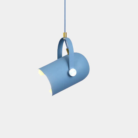 Macaron Metal Cylinder Spotlight 1-Light Adjustable Handle Pendant Light