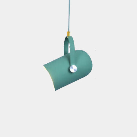 Macaron Metal Cylinder Spotlight 1-Light Adjustable Handle Pendant Light
