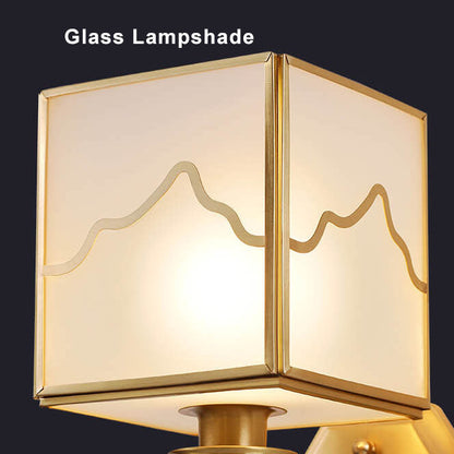 مصباح حائطي حديث مكعب الشكل مزود بإضاءة واحدة وعناصر صينية