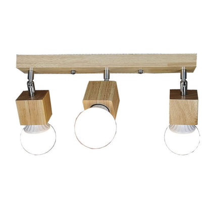 Simple Wooden Square 3- Light Flush Mount Ceiling Light