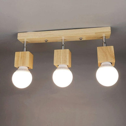 Simple Wooden Square 3- Light Flush Mount Ceiling Light