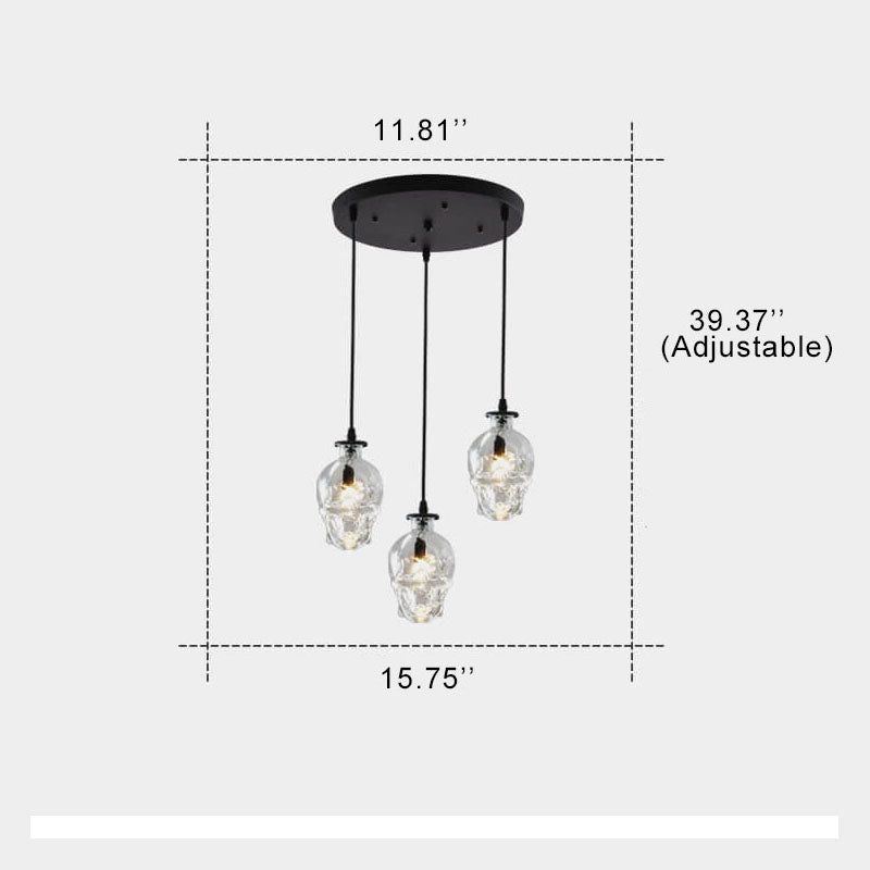 Skull Glass 3-Light Chandeliers
