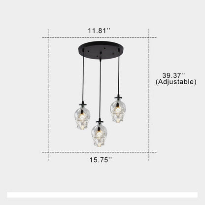 Skull Glass 3-Light Chandeliers