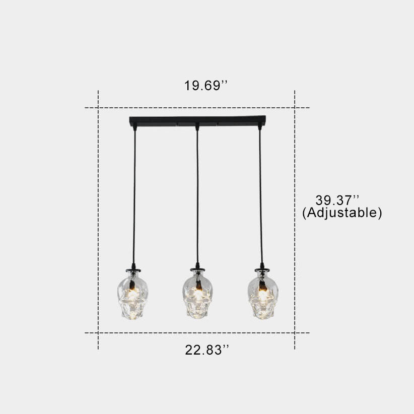 Skull Glass 3-Light Chandeliers