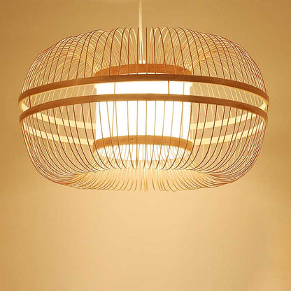 Japanese Element Bamboo Drum 1-Light Pendant Light